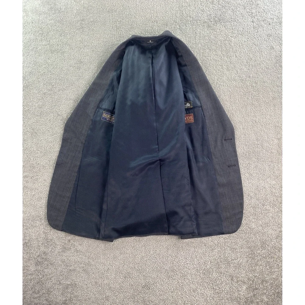 Polo University Club Suit Jacket 42 R Gray Wool Windowpane Ralph Lauren 90s USA